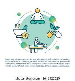 Chinese traditional medical practice concept icon with text. Meditation, acupuncture. Natural medicaments. PPT page vector template. Brochure, magazine, booklet design element with linear illustration