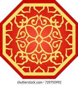 Chinese Traditional Octagon Pattern, Luck And Fortune 