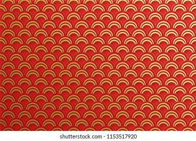 Chinese traditional oriental ornament background, red golden clouds pattern seamless