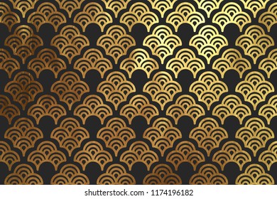 Chinese traditional oriental ornament background. Texture Asian traditional motif. Geometric shape golden and black pattern 