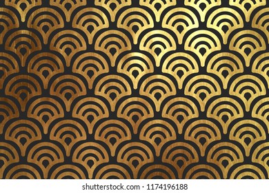 Chinese traditional oriental ornament background. Texture Asian traditional motif. Geometric shape golden and black pattern 