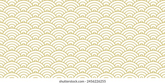 Chinese traditional oriental ornament background, golden clouds pattern seamless, Chinese new year decor banner - vector