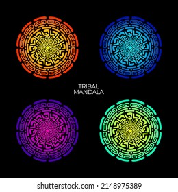 chinese traditional ornament, tribal mandala, Traditional ornament design, maze mandala ornament