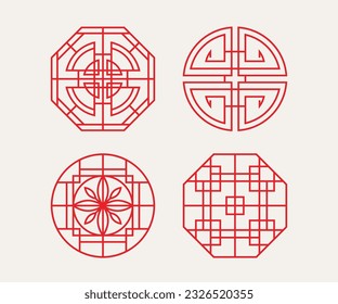 Chinese traditional ornaments, Set of Lunar year decorations, elements and icons, oriental logo