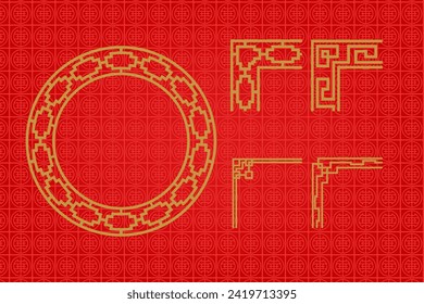 Chinese traditional ornaments, Set of Lunar year decorations, elements and icons. Immerse yourself in the rich tapestry of Chinese tradition with our exquisite frame or border