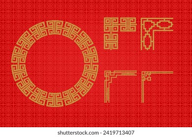 Chinese traditional ornaments, Set of Lunar year decorations, elements and icons. Immerse yourself in the rich tapestry of Chinese tradition with our exquisite frame or border
