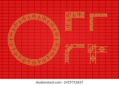 Chinese traditional ornaments, Set of Lunar year decorations, elements and icons. Immerse yourself in the rich tapestry of Chinese tradition with our exquisite frame or border