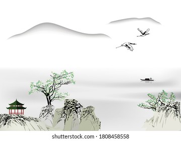 Chinese Traditional Painting Of Southern Chinese Landscape