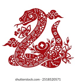 Chinese traditional paper cutting snake.