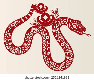 Chinese traditional paper cutting snake.