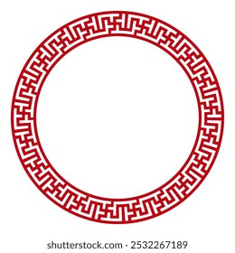 Chinese traditional pattern circle frame isolated on transparent background . Vector decorative round frame in Chinese and Japanese style for card, print, flyer, poster, cover.