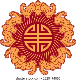 Chinese Traditional Pattern - Good Luck and Prosperity Symbol with Bat