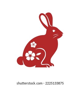 Chinese traditional rabbit. Flat vector illustration.