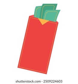 Chinese traditional red envelope with money flat style