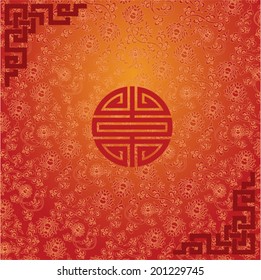 Chinese traditional red and gold background with traditional elements