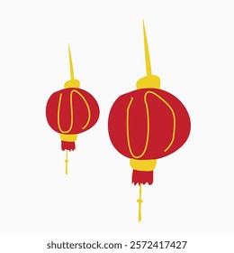 Chinese traditional red lamp freehand drawing vector