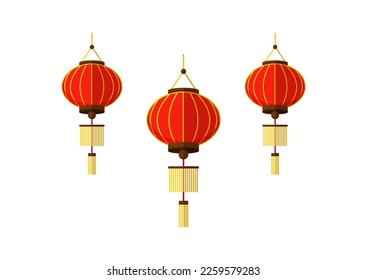 Chinese Traditional Red Lantern Vector Isolated On White Background