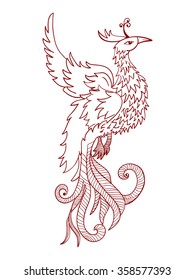 Chinese traditional red phoenix. Feng Shui symbolize fire element.