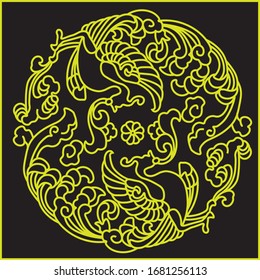 Chinese Traditional Round Phoenix Pattern