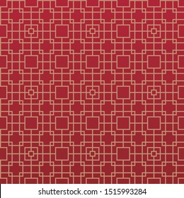chinese traditional seamless pattern, oriental background, Red and gold color. Vector illustration