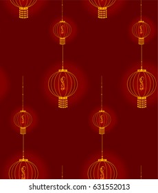 Chinese traditional seamless pattern with red lanterns.