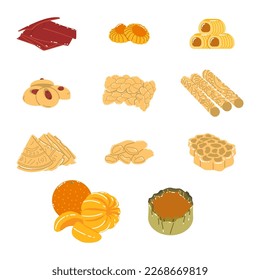 Chinese Traditional Snacks Vector Set