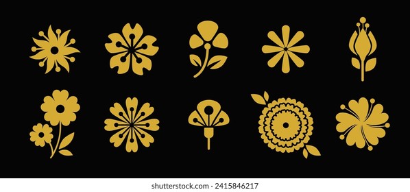 Chinese traditional symbols icons set.