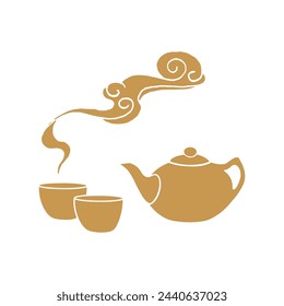 Chinese traditional tea tasting illustration vector