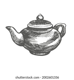 Chinese traditional teapod. Graphic hand-drawn illustration, vector.