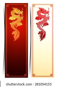 Chinese traditional template with chinese dragon on red Background