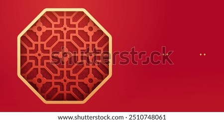 Chinese traditional window frame, New Year banner or poster design