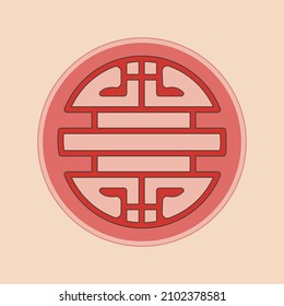 Chinese traditional window. Hand-drawing of a Chinese window with traditional elements for a card, poster, banner, label, print.