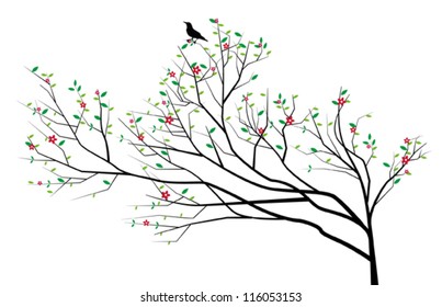 Chinese tree with a bird on it