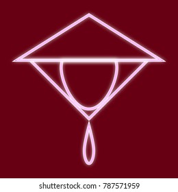 The Chinese triangular hat is non. Icon with the effect of neon glow. Vector Image