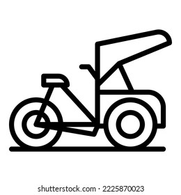 Chinese trishaw icon outline vector. Old bike. Rickshaw car