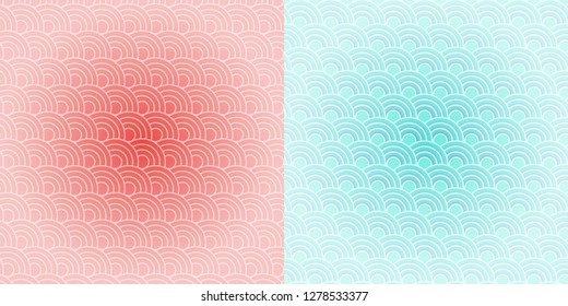 Chinese two seamless background  of red and blue colors, from light to color.