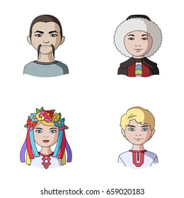 Chinese, ukrainian, russian, eskimo. Human race set collection icons in cartoon style vector symbol stock illustration web.