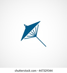 Chinese Umbrella Blue Flat Icon On White Background