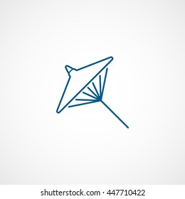 Chinese Umbrella Blue Line Icon On White Background