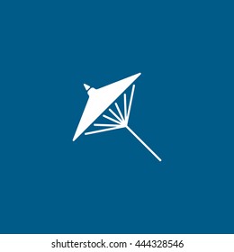 Chinese Umbrella Flat Icon On Blue Background