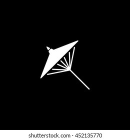 Chinese Umbrella Flat Icon On Black Background