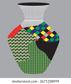 Chinese vase handcraft isolated on white background .pattern vase