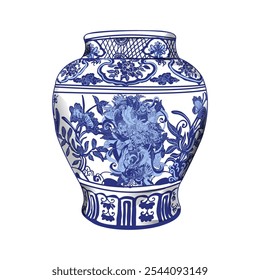 Chinesische Vase, Vektormustergrafik 