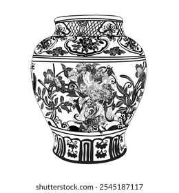 Chinesische Vase, Vektormustergrafik 