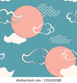 Chinese vector seamless patterns. Endless texture can be used for wallpaper, pattern fills, web page background,surface textures.Vector illustration