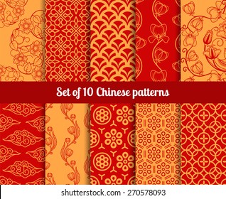 Chinese vector seamless patterns. Endless textures for wallpapers