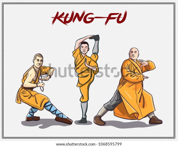 Chinese Vector Shaolin Monk Kung Fu Stock Vector (Royalty Free) 1068595799