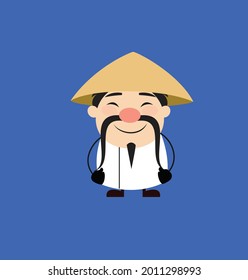 Chinese Vendor Flat Vector Cartoon Illustration 