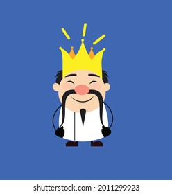 Chinese Vendor Wearing Crown Flat Vector Cartoon Illustration 