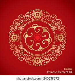 Chinese Vintage Elements on classic red background